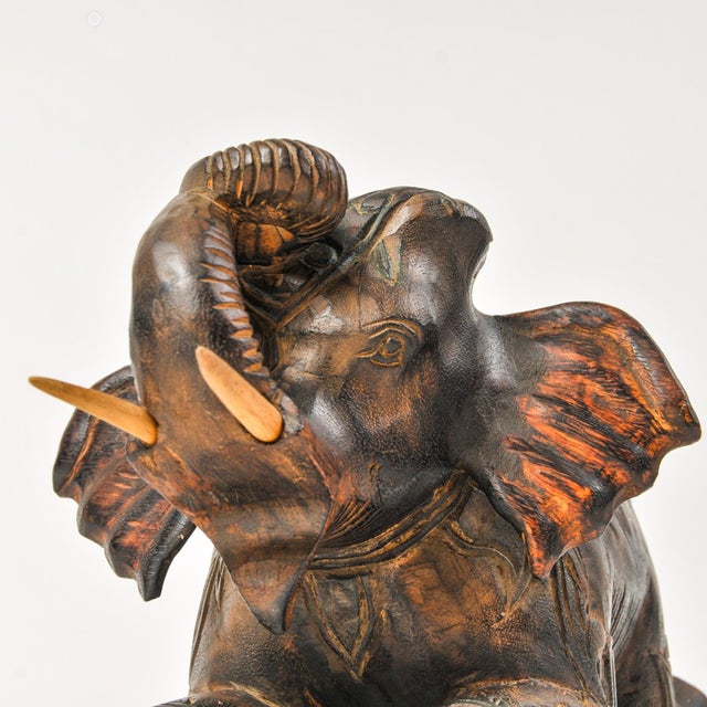 Vintage Thai Hand Carved Elephant Taper Candle Holder For Sale - Image 12 of 13