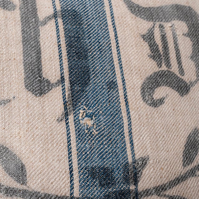 Pair of Antique European Linen Grain Sack Pillows For Sale - Image 12 of 12