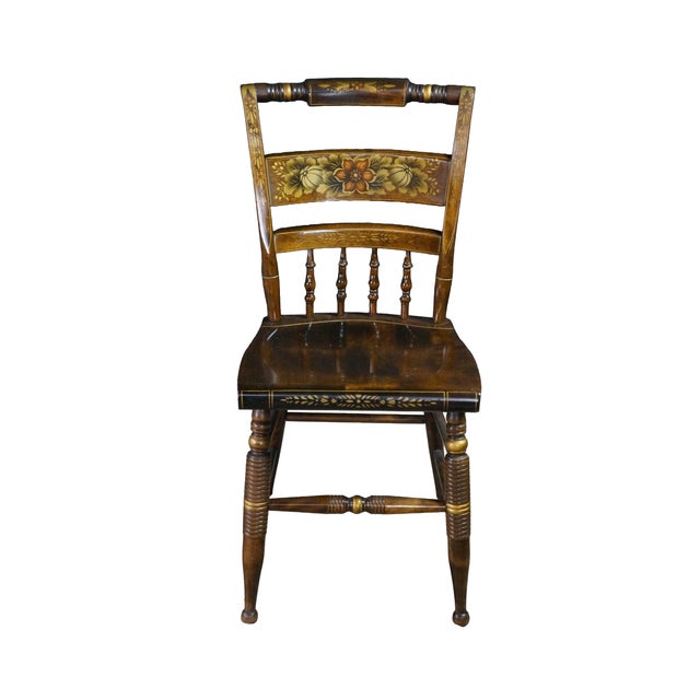 This set of six vintage Nichols & Stone Co. side chairs beautifully mimics the iconic, early 19th-century Hitchcock...