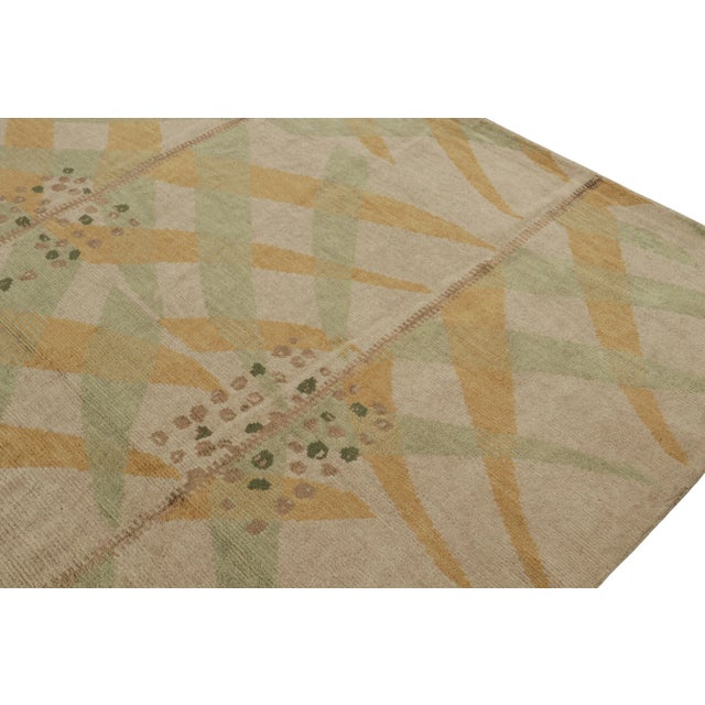 2010s 2010s Rug & Kilim’s Scandinavian Style Rug With Gold and Green Geometric Patterns For Sale - Image 5 of 8