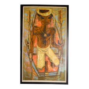 Mid 20th Century "Fisherman (Compra Pesca)" Phil Paradise Color Lithograph, Framed