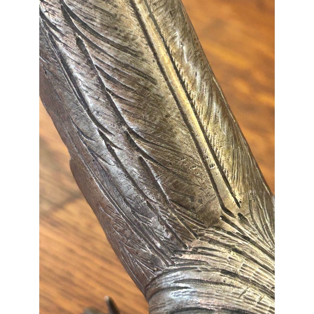 Early 20th Century Large German Silver Plated Pheasant Sculptures With Hinged Wings - A Pair For Sale - Image 9 of 12