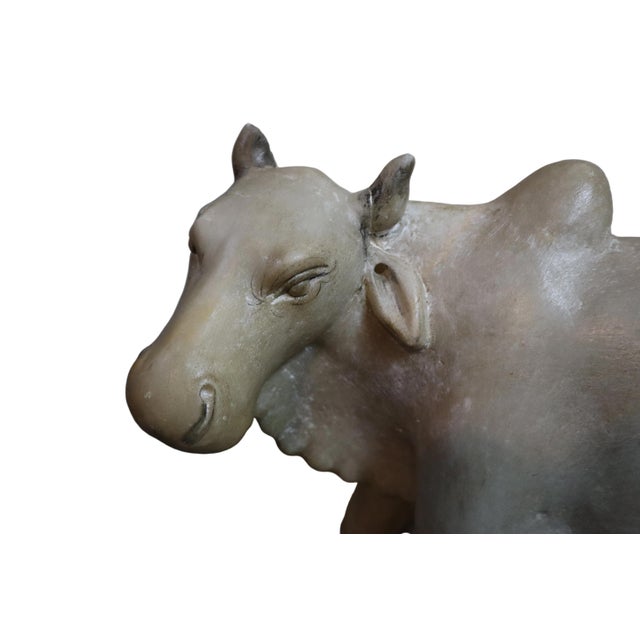 Hindu Hand Carved Marble Nandi Brahman Bull Statue For Sale - Image 9 of 14