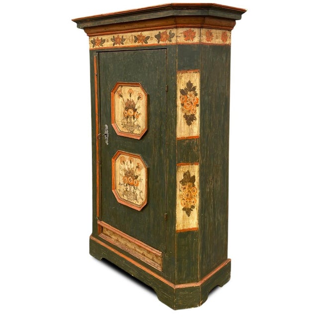 Petrol Green Painted Wardrobe, 1810 For Sale - Image 3 of 18