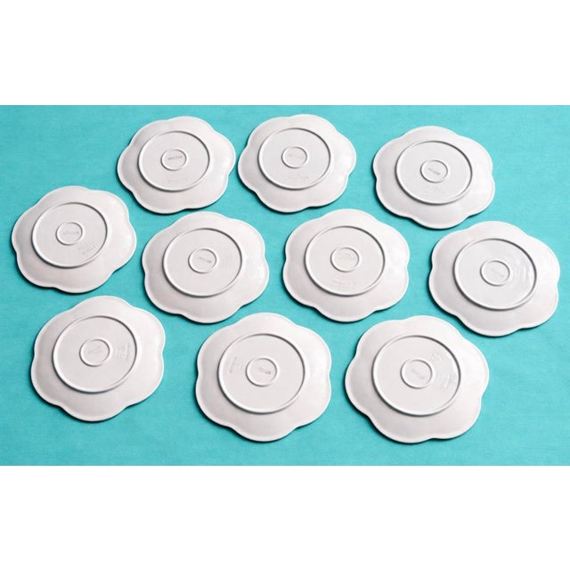 Hollywood Regency Vintage Italian Flower Shaped Charger or Dinner Plates - Set of 10 For Sale - Image 4 of 8