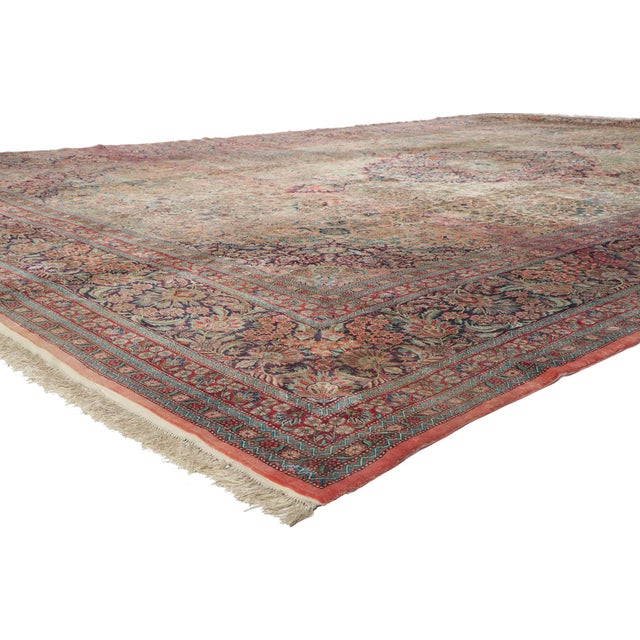 78337 Vintage Chinese Tabriz Rug, 11'11 x 18'02. The Silk Connoisseur: A Vintage Chinese Tabriz Masterpiece of Garden...