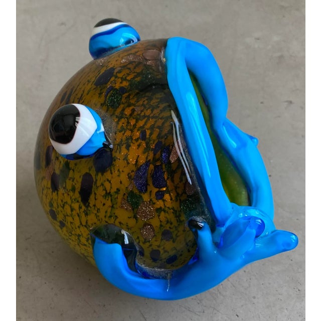 Blue Vintage Italian Murano Glass Frog Dish With Gold Flecks For Sale - Image 8 of 8