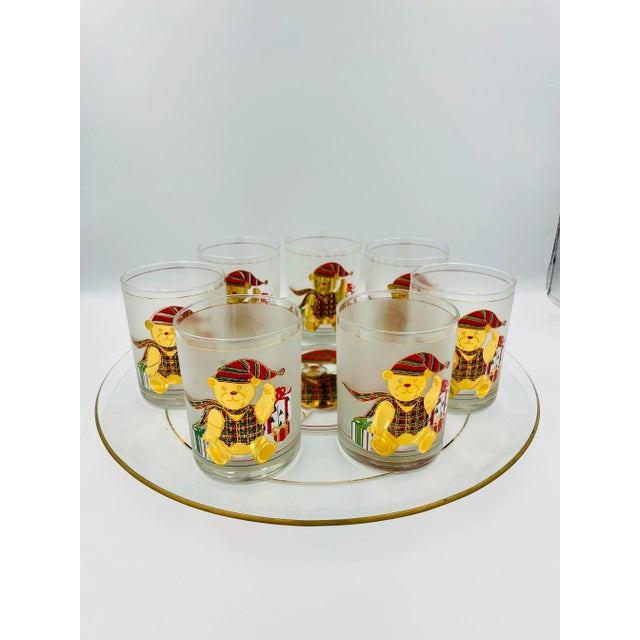 Mid-Century Modern Vintage Culver Glass Company Holiday Bear Cocktail Set- 11 Pieces For Sale - Image 3 of 13