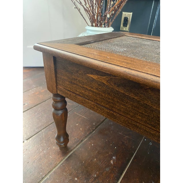 Late 20th Century Late 20th Century Dark Wood and Cane Coffee Table For Sale - Image 5 of 5