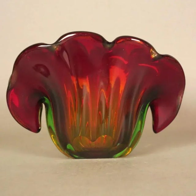Vintage Red and Green Murano Glass Bowl For Sale - Image 3 of 15
