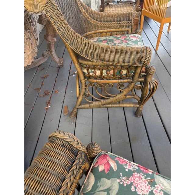 Brown 1980s Custom Wicker Porch Chairs For Sale - Image 8 of 9