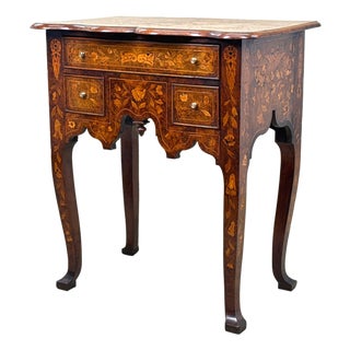 Antique Walnut and Marquetry Inlaid Side Table, 1760 For Sale