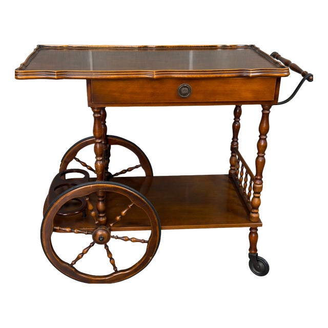 Vintage Wooden Bar Cart, Italy, 1960s For Sale