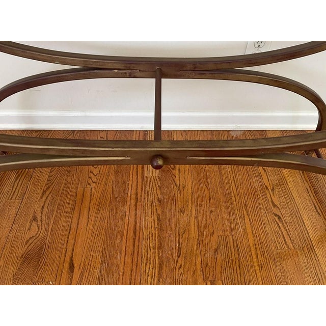 Bronze Bombay Company Cricket Console Table 1990s Vintage Hollywood Regency Bronze and Glass For Sale - Image 8 of 9