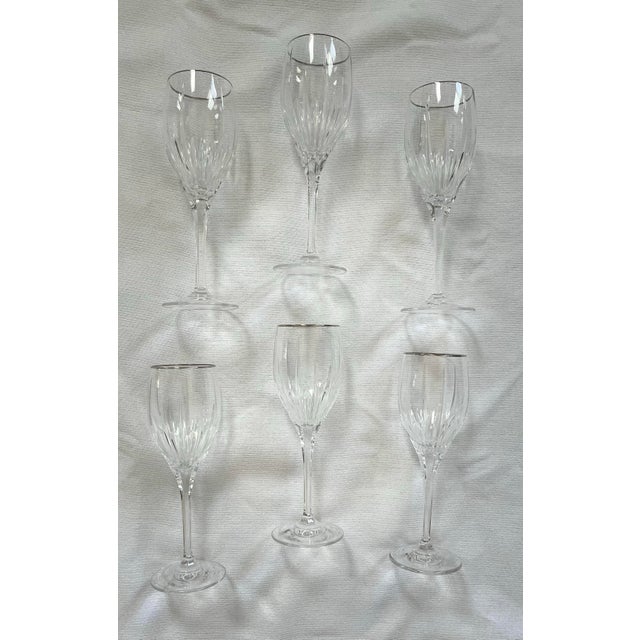 Mikasa Vintage 1980’s Mikasa Arctic Lights Crystal Water Goblets Set of Six For Sale - Image 4 of 9
