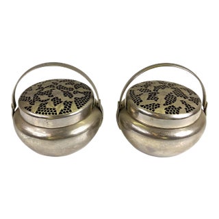 19th Century White Brass Hand Warmers - a Pair For Sale