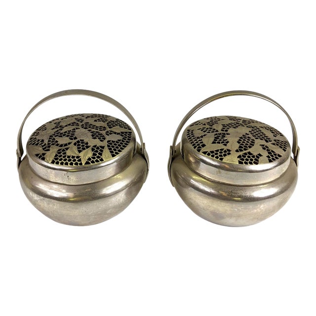 19th Century White Brass Hand Warmers - a Pair For Sale