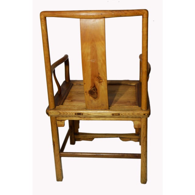 Chinese Yumu Wood Chair With Hand-Carved Medallion and Greek Key For Sale In New York - Image 6 of 7