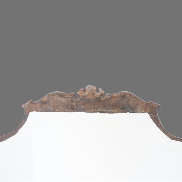 Antique Italian Venetian Rococo King Headboard – Silver Parcel Gilt, Crypton Linen Re-Upholstery For Sale - Image 11 of 12