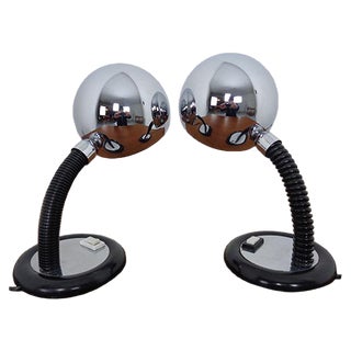 Adjustable Chrome Plated Space Age Table Lamps, 1960s, Set of 2 For Sale