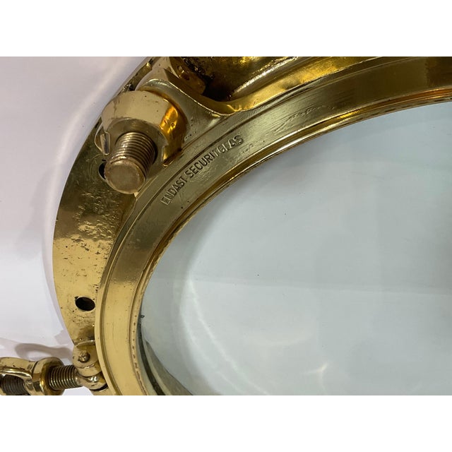 Solid Brass Ships Porthole Highly Polished with Lacquer Finish For Sale - Image 4 of 6