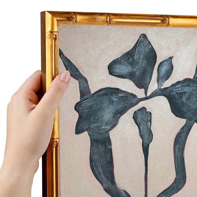 Contemporary Original Framed Acrylic Botanical Painting, Organic Boho Art Floral Wall Art, 13" X 16" by Tatiana Duperault For Sale - Image 3 of 5