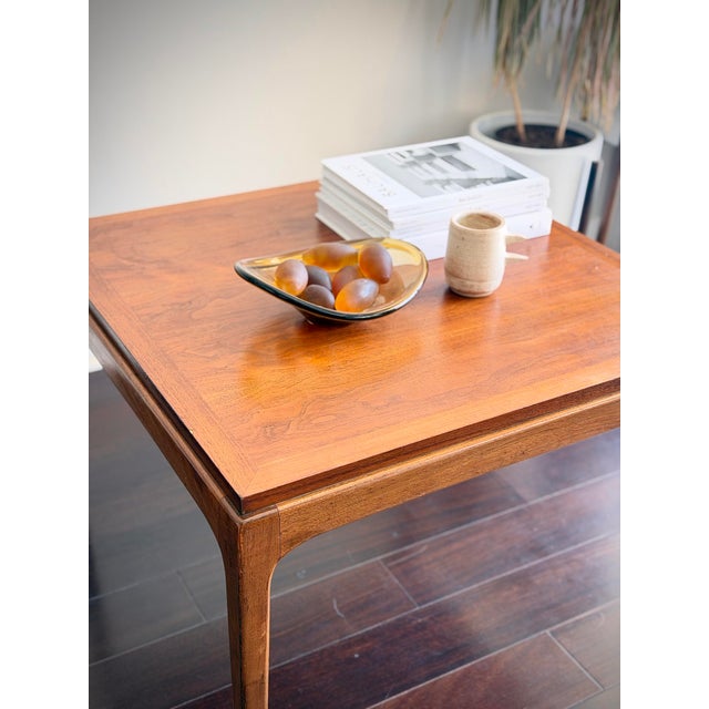 Mid-Century Modern 1963 Lane Furniture Rhythm Walnut & Pecan Lamp Table — MCM Square End Side Coffee Table For Sale In Los Angeles - Image 6 of 12