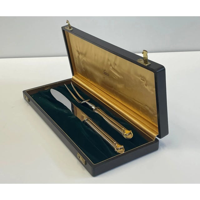 Vintage Gucci Brass and Chrome Serving Pieces | Chairish