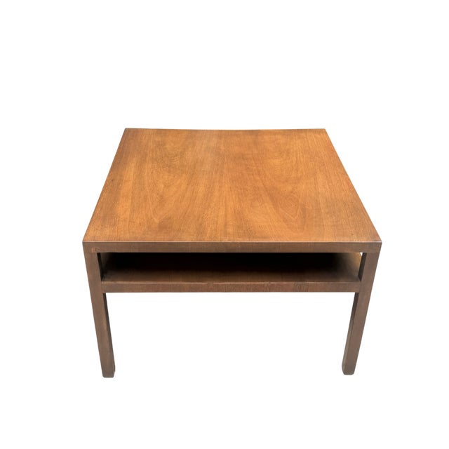 1960s Mid-Century John Widdicomb Walnut Square Cocktail Table With Open Shelf For Sale - Image 5 of 18