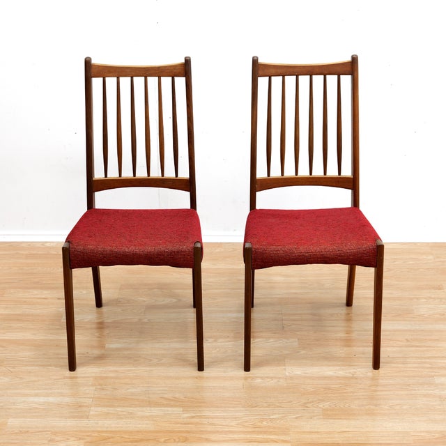 1960s Set of Six Danish Modern Dining Chairs in Teak & Red For Sale - Image 9 of 11