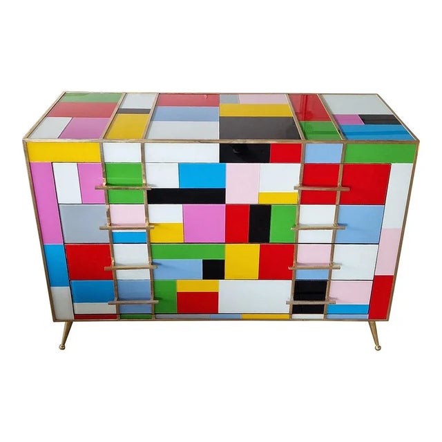 Vintage Dresser with Four Glass Drawers, 1980s For Sale - Image 3 of 11