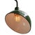 Green enamel industrial wall light with white interior. Diameter cast iron wall mount: 10.5 cm / 4” cm, 2 holes to secure....