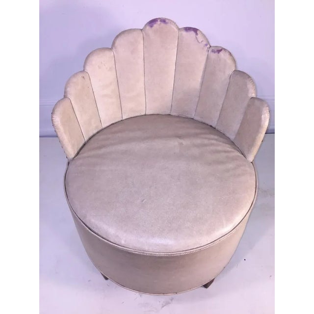 1930s Art Deco Modernist Peacock Back Upholstered Barrel Chair by Gilbert Rohde For Sale - Image 5 of 9