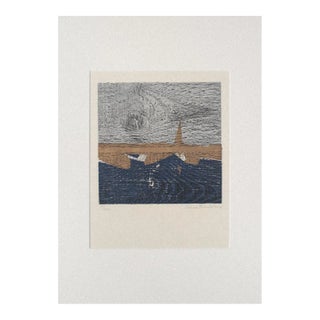 Yannis Papadakis, Landscape, Woodcut, 1970s For Sale