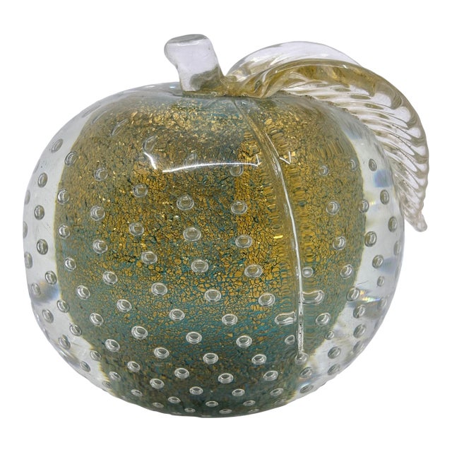 Mid-Century Alfredo Barbini Murano Glass Apple Celadon Green/ Book End For Sale