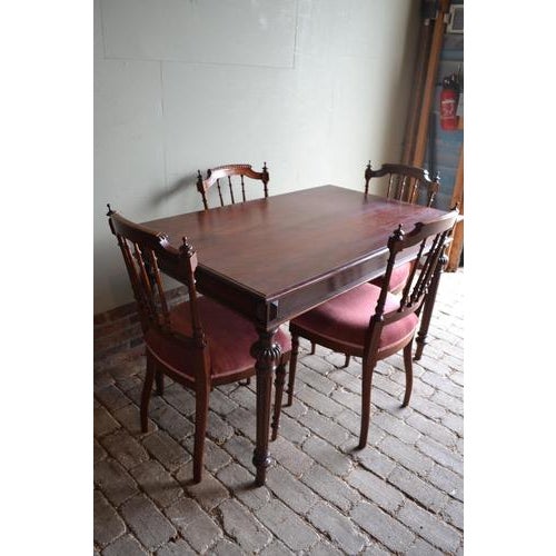 Antique Mahogany Dining Table & Chairs, Set of 5 For Sale - Image 9 of 10