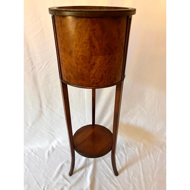 Antique Burl Wood Edwardian Plant Stand W/Copper Insert For Sale - Image 15 of 18