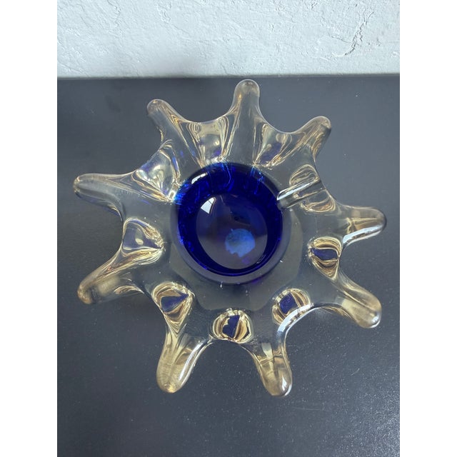 Mid-Century Italian Murano Glass Sommerso Ashtray With Cobalt Blue Center, 1960s For Sale - Image 11 of 12