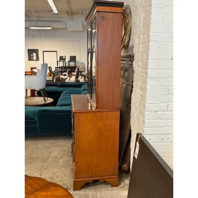 Brown Antique English Armoire Secretary Cabinet For Sale - Image 8 of 12