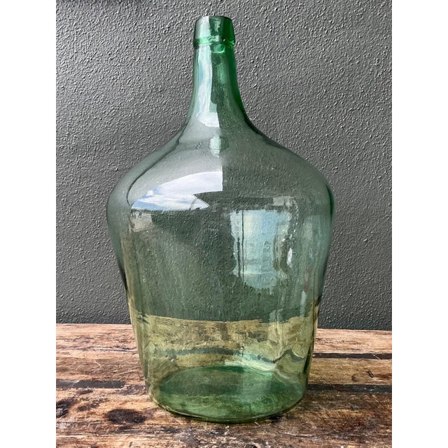 Vintage Green Glass Demijohn Bottle For Sale - Image 9 of 14