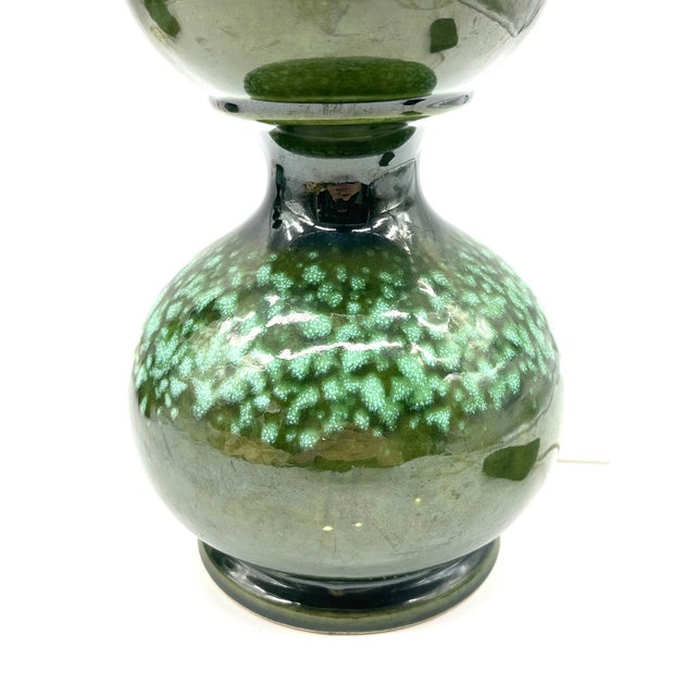 Ceramic Large Space Age Table Lamp with Monumental 48cm Ceramic Base in Emerald Green from Kaiser Leuchten For Sale - Image 7 of 14