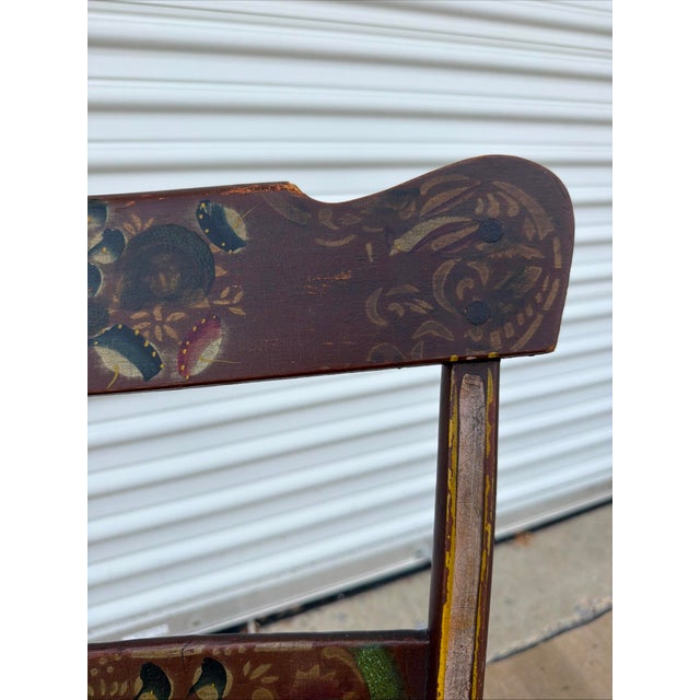 Brown Antique Paint Decorated Pennsylvania Kitchen Windsor Side Chair For Sale - Image 8 of 17