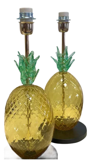 Italian Ananas Murano Glass Table Lamps by Simoeng, Set of 2