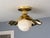 Wavy Brass Flush Mount Light With Alabaster Globe For Sale - Image 4 of 13