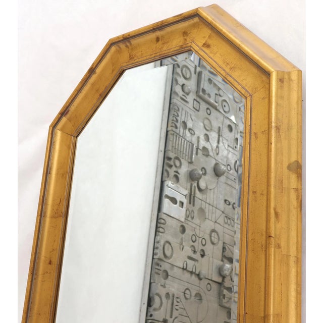 Wood Decorative Octagon Gilt Frame Beveled Wall Mirror For Sale - Image 7 of 8