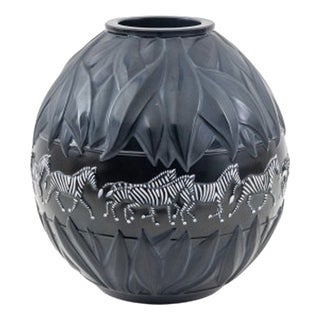 Tanzania Zebra Vase by Marie Claude Lalique, 1991 For Sale