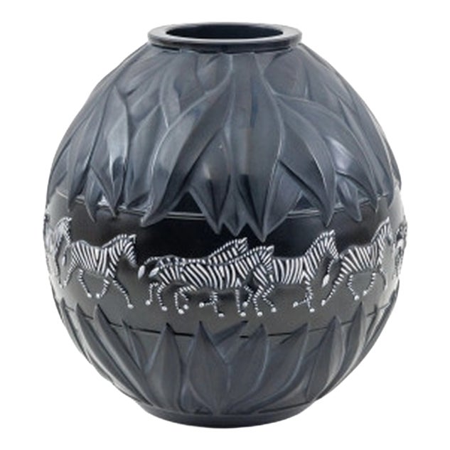 Tanzania Zebra Vase by Marie Claude Lalique, 1991 For Sale