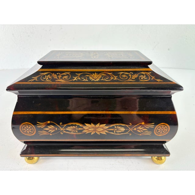 Black Handsome Hand Painted Faux Tortoise Shell Jewelry Box by Maitland Smith For Sale - Image 8 of 12