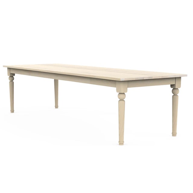 Vermont Farm Table for Chairish Turned Leg Dining Table in Ash Whitewashed, 40x118 For Sale - Image 6 of 6