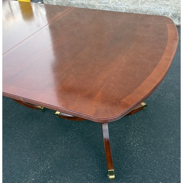 Stanley Furniture Banded Cherry Regency Style Dining Table For Sale - Image 9 of 11